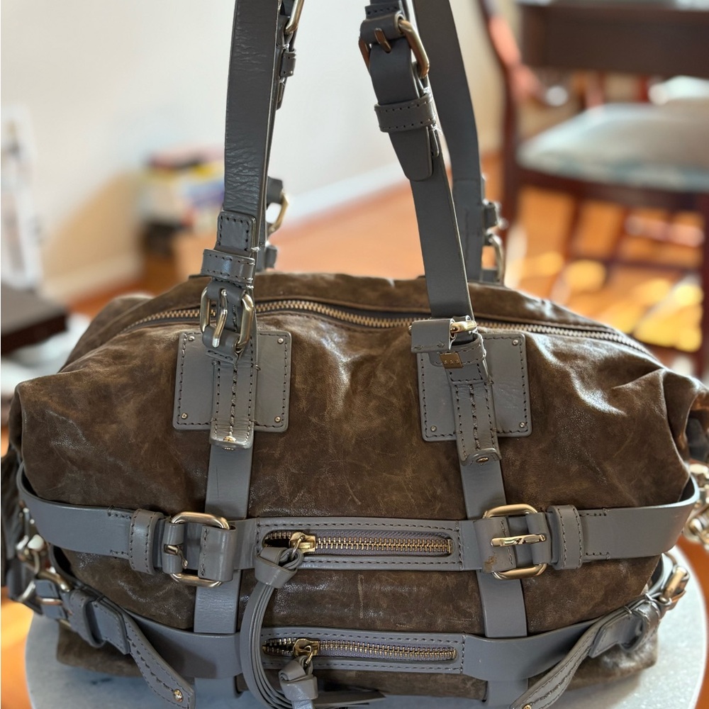 Anthropologie Schuler and Sons Philadelphia soft grey leather bag. - Picture 2 of 6